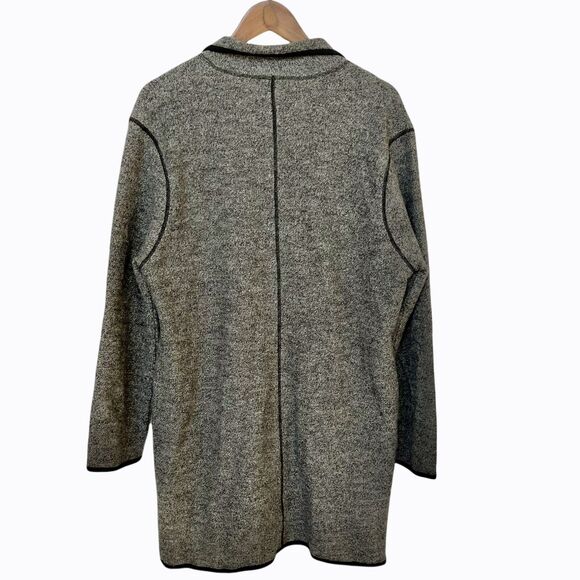 Field Manor Women Tunic Wool Jacket Size‎ L Gray Black Piping Modern Classics - Picture 9 of 12